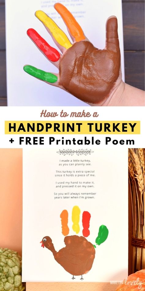 Thanksgiving Handprint, Handprint Turkey, Handprint Printable, Turkey Handprint Craft, Handprint Poem, Thanksgiving Activities Preschool, Fun Thanksgiving Crafts, Turkey Handprint, Thanksgiving Crafts Preschool