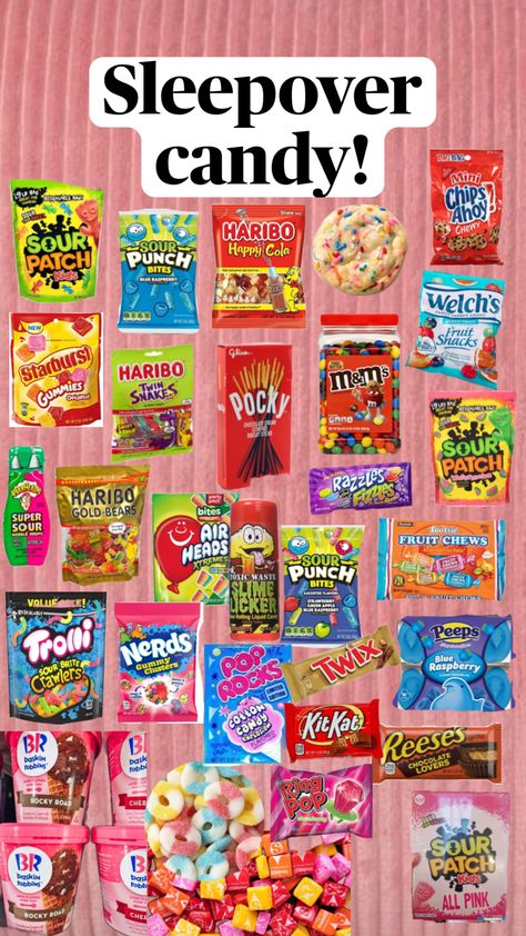 #candy #sleepovercandy #preppy #aethetic #preppyaesthetic #cute #candyaesthetic #snacks #sleepover Essen, Sleepover Candy, Snacks Sleepover, Fun Sleepover Activities, Sleepover Snacks, Fun Sleepover Games, Birthday Sleepover Ideas, Sleepover Party Games, Kids Sleepover