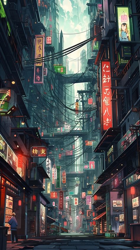 Art of Japanese cyberpunk city Neo Tokyo Cyberpunk, Cyberpunk Futuristic City, Japanese Futuristic Art, Cyberpunk Edgerunners Night City, Anime City Scape, Cyberpunk City Scape, Fantasy Cyberpunk City, Cyberpunk 3d Art, Dystopian Cyberpunk City