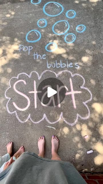 Preschool Chalk Obstacle Course, Fun Sidewalk Chalk Games, Tk Activities Fun, Obstical Course Chalk, Chalk Outdoor Activities, Sidewalk Chalk Activity Course, Preschool Activities Group, Obstacle Course With Chalk, Fun Summer Daycare Activities