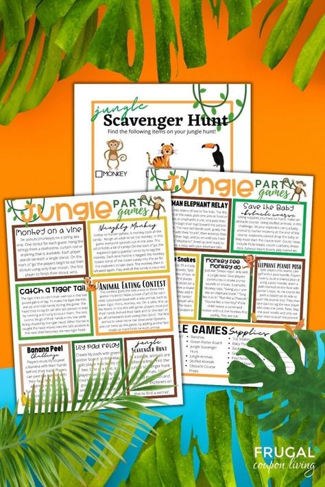 Looking for fun safari or jungle themed party games for your next wild and crazy party? Enjoy these 12 fun animal party games that you can print. Animal themed birthday activities and animal themed birthday party printable games for toddlers, preschoolers & younger kids. Animal birthday party ides can include games like safari animal scavenger hunt, jungle birthday party relay race and party animal birthday theme obstacle course. More safari party ideas on frugal coupon living. Jungle Party Games, Jungle Party Ideas, Animal Party Games, Jungle Animal Party, Jungle Themed Party, Animal Eating, Jungle Animals Party, Animal Themed Birthday Party, Party Games For Kids