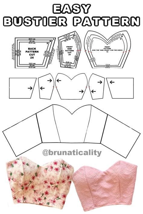 Easy Bustier Pattern, Pola Bra, Bustier Pattern, Diy Sy, Projek Menjahit, Corset Sewing Pattern, Folded Fabric, Costura Fashion, Lakaran Fesyen