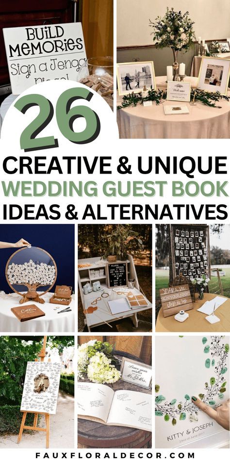 I'm gathering ideas for my wedding guest book and ended up with SO much inspiration! this post shows you 26 incredibly creative and beautiful wedding guest book ideas to consider for your wedding. Also includes ideas for wedding guest book alternatives, and very creative wedding guest books that just add that special touch. You will love these ideas!! Something For Guests To Sign At Wedding, Fun Ideas For Wedding Guests, Wedding Notes From Guests Ideas, Alternative Wedding Book Ideas, Guest Activity Wedding, Clever Wedding Guest Book Ideas, Instead Of A Guest Book Wedding Ideas, Wedding Signing Ideas, Garden Wedding Guest Book