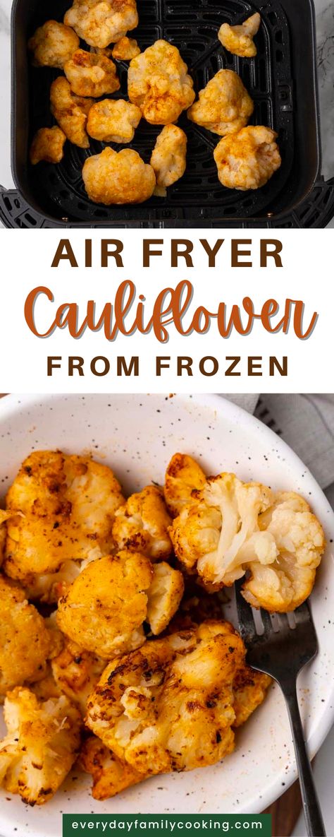 Air Fry Frozen Cauliflower, Keto Frozen Cauliflower Recipes, Air Fryer Frozen Cauliflower Recipes, Cauliflower Recipes Frozen, Frozen Air Fryer Recipes, Recipes Using Frozen Cauliflower, Frozen Cauliflower Air Fryer, Air Fryer Frozen Vegetables, Air Fried Cauliflower Recipes