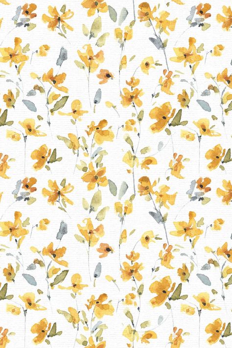 Watercolor Sunflower Wallpaper, Watercolor Flower Background Wallpapers, Water Colour Floral Prints, Background Floral Design, Flower Background Yellow, Neutral Colored Backgrounds, Blue And Yellow Floral Wallpaper, Floral Designs Pattern, Floral Pattern Watercolor