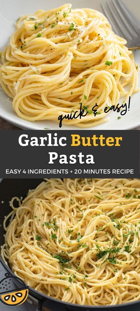 Ideas With Spaghetti Noodles, Garlic Butter Spaghetti Noodles, Garlic Butter Linguine Pasta, Easy Butter Garlic Noodles, Pastaroni Recipes, Pasta Dishes No Cheese, Parmesan Buttered Noodles, Buttered Fettuccine Noodles, Garlic Parmesan Buttered Noodles