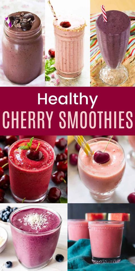 Strawberry Cherry Smoothie, Cherry Pineapple Smoothie, Cherry Spinach Smoothie, Cherry Cheesecake Smoothie, Cherry Smoothies Healthy, Dark Cherry Smoothie Recipe, Banana Cherry Smoothie, Healthy Cherry Smoothie Recipes, Cherry Avocado Smoothie