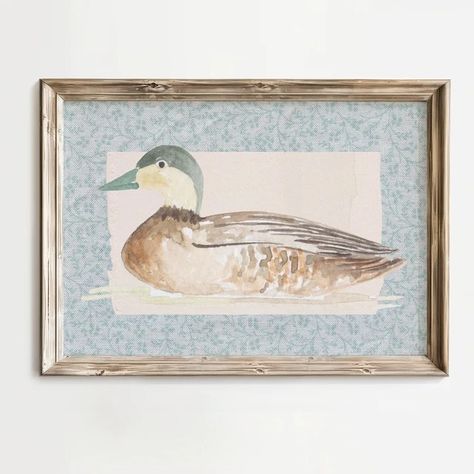 poppydotcoprints - Etsy Duck Theme Bedroom, Vintage Duck Art, Ducks Nursery Theme, Vintage Cottage Nursery, Vintage Dog Nursery, Boy Nursery Duck Hunting, Mallard Nursery Theme, Vintage Nature Nursery, Vintage Nursery Prints