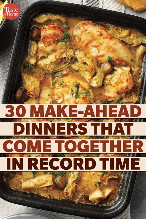 30 Make-Ahead Dinners That Come Together in Record Time Essen, Freezer Friendly Meals, Freezable Meals, Sunday Dinner Recipes, Baked Dinner, Dinner Meal Prep, Dinner Party Recipes, Fast Dinners, Movie Marathon