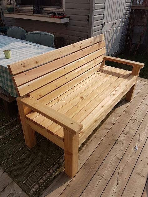 Sturdy 2x4 Bench - buildsomething.com Wooden Bench Diy, 2x4 Bench, Wooden Bench Outdoor, Garden Bench Plans, Wood Bench Outdoor, Diy Wood Bench, Garden Bench Diy, Outdoor Storage Bench, Lag Bolts