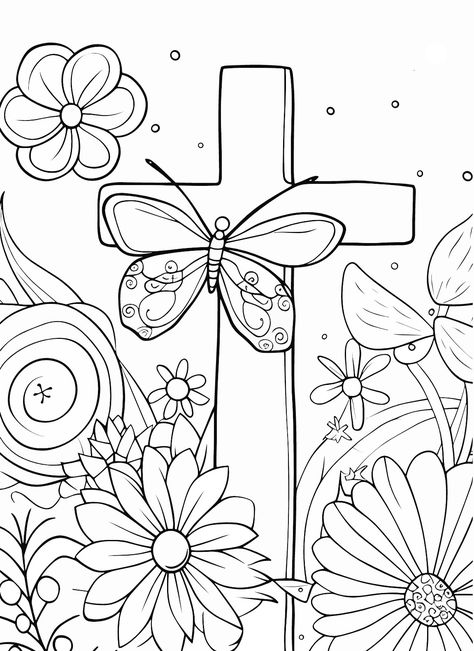 Celebrate Easter with this cute coloring page for kids! Use it for Easter crafting and coloring with kids. Jesus is alive! Jesus Coloring Pages Printables, Bible Coloring Pages For Kids Printables, Jesus Coloring Pages For Kids, Christian Coloring Pages For Kids, Coloring Pages Christian, Christian Coloring Pages, Cute Coloring Page, Cross Coloring Page, Craft Spring