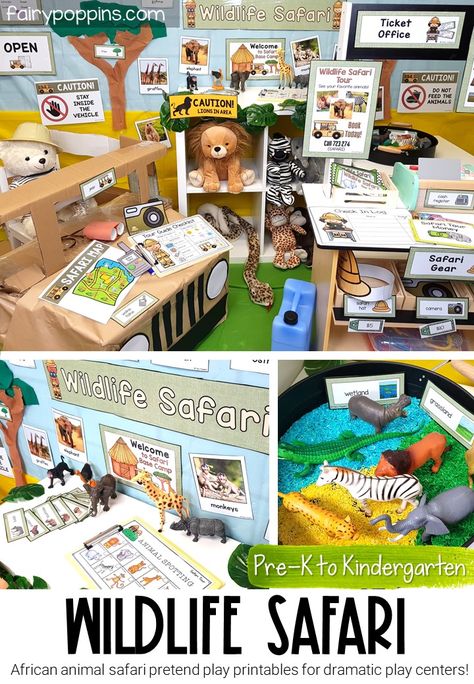 Safari Pretend Play, Wildlife Preschool Activities, Safari Role Play, Zoo Play Ideas, Animal Dramatic Play Preschool, Zoo Role Play Area, Safari Dramatic Play Preschool, Rainforest Dramatic Play, Jungle Dramatic Play Preschool