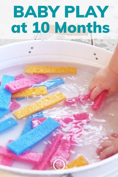 Sensory Activities For Ten Month Old, At Home Activities For 10 Month Old, 10 Month Sensory Bin, Crafts With 10 Month Old, Fun Activities For 7 Month Old, Play Activities For 10 Month Old, Sensory Activities 13 Month Old, Infant Activities Sensory, Activity 10 Month Old