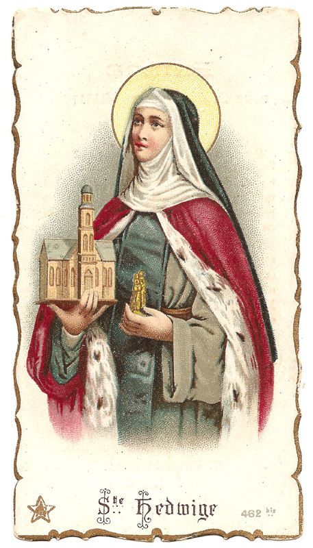 St. Hedwig of Silesia Antique Vintage French by 12StarsVintage Saint Hedwig, Saint Feast Days, 15 October, 16 October, Saint Joseph, Poor Children, Catholic Prayers, Catholic Saints, Prayer Cards