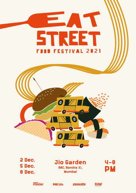 Food Festival Poster, Event Poster Design Inspiration, Street Food Design, Food Typography, Posters Conception Graphique, Logo Design Agency, Festival Logo, Food Logo Design, Food Branding