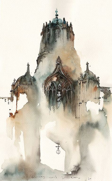 Art And Illustration, Ink Drawings, Sunga Park, Watercolor Architecture, Art Aquarelle, Seni Cat Air, 수채화 그림, Lukisan Cat Air, Art Et Illustration