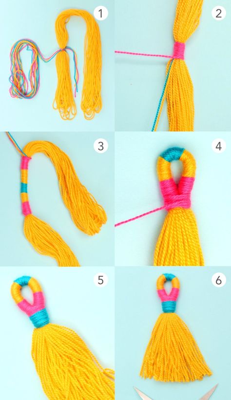 Make Tassels, Simpul Makrame, Yarn Tassels, Hippie Crafts, Tassels Tutorials, Pola Macrame, Easy Yarn Crafts, Tassel Crafts, Diy Yarn Crafts