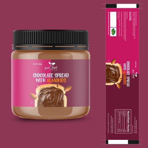 Chocolate Jar Packaging, Chocolate Label Design, Fridge Stock, Chocolate Jar, Chocolate Labels, Jar Packaging, Chocolate Spread, Jar Design, Butter Spread