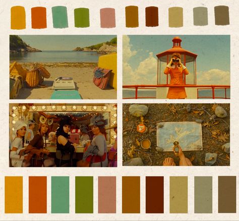 Moonrise Kingdom Colour Palette, Wes Anderson Aesthetic Moonrise Kingdom, Wes Anderson Color Scheme, Wes Anderson Aesthetic Bakery, Moonrise Kingdom Interior, West Anderson Color Palette, Colour Palette Wes Anderson, Moonrise Kingdom Palette, Aesthetics Color Palettes