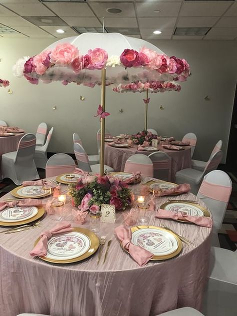 Tea Party Themed Quince, Table Settings Baby Shower Girl, Tea Party Party Ideas, Whimsical Decor Party, Tea Party Theme Baby Shower Ideas, Elegant Tea Party Decorations, Tea Party Decoration Ideas, Elegant Tea Party Ideas, Enchanted Garden Baby Shower Theme Girl