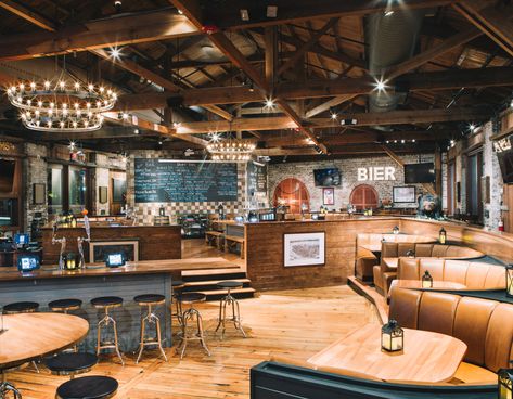 Photo: Bay Street Biergarten Warehouse Bar, Sport Bar Design, Golf Bar, Brewery Design, Pub Design, Beer Hall, Bar Interior, Bar Design Restaurant, Boutique Interior