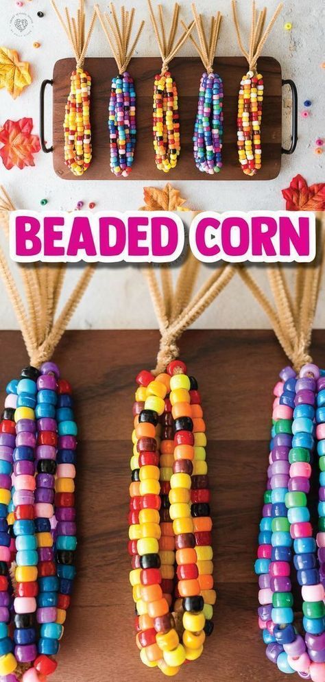 Smart School House has a fun DIY that you can do with your kids or students! Beaded corn made with pipe cleaners is a fall craft that is easy and beautiful! Sit down and spend a little time with your children this holiday season. Diy Fall Activities, Fall Time Crafts, Pony Bead Corn Craft, Fall Bead Crafts, Beaded Corn Craft, Thanksgiving Activities For Seniors, Fall Activities For Nursing Home Residents, Fall Activities With Kids, Fall Nursing Home Activities