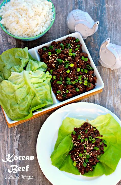 Korean Cuisine, Korean Beef Lettuce Wraps, Koreansk Mad, Koreansk Mat, Wraps Easy, Beef Lettuce Wraps, Korean Kitchen, Korean Foods, Spiced Beef