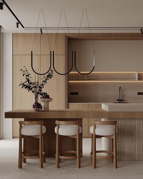 Wabi_sabi Modern OPEN KiTCHEN DESIGN CLIENT D Apartment In Senegal 🇸🇳 project in our contemporary wabi_sabi vision style 🔆 share your… | Instagram Wabisabi Kitchen, Wabisabi Interior, Modern Open Kitchen Design, Natural Minimalism, Wabi Sabi Kitchen, Modern Open Kitchen, Wabi Sabi Interior Design, Open Kitchen Design, Modern Kitchen Open