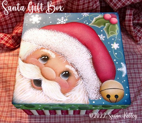 Wrapping Gifts Ideas Creative, Wrapping Gifts Ideas, Santa Claus Ornaments, Christmas Canvas Art, Santa Paintings, Decorative Painting Patterns, Santa Art, Santa Patterns, Santa Crafts