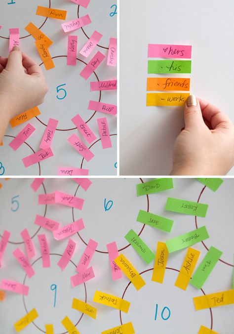 Make a seating chart in a flash with color-coded sticky notes. | 19 Wedding Planning Hacks That Will Save You So Much Time And Money Planning Hacks, Seating Chart Wedding, Wedding Wishes, Seating Chart, Wedding Seating, Wedding Time, The Plan, Seating Charts, Wedding Planning Tips