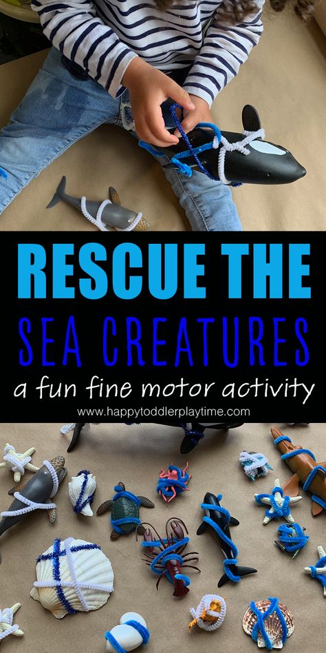 Rescue the Sea Creatures is a fun fine motor ocean themed activity for toddlers or preschoolers. Let your little one free whales and starfish using their fingers or scissors! Ocean Activities Preschool, Ocean Theme Preschool, Preschool Fine Motor Activities, Sea Activities, Fine Motor Activity, Fine Motor Activities For Kids, Nursery Activities, Ocean Activities, Preschool Fine Motor