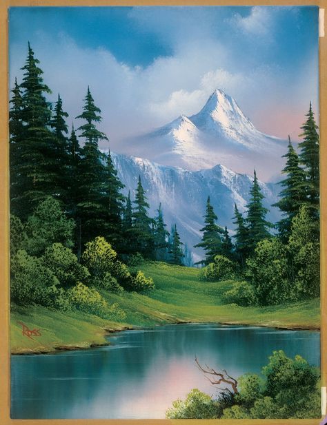 Beautiful Landscape Paintings, Bob Ross Paintings, Mountain Landscape Painting, Scenery Paintings, Landscape Paintings Acrylic, Landscape Art Painting, Painting Art Lesson, Lukisan Cat Air, Nature Art Painting