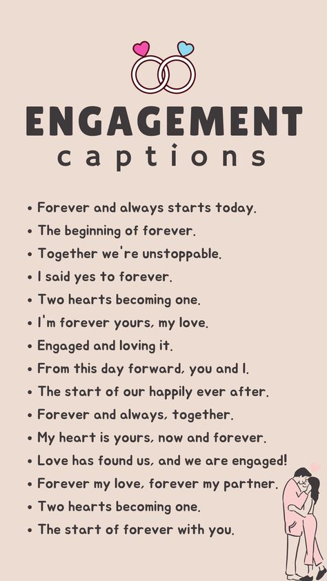 Celebrate the love and joy of the engaged couple with the best captions for engagement wishes. From funny to heartfelt, find the perfect words to express your congratulations! Quotes For Engagement Anniversary, Engejment Wishes, Comments For Husband Pic, Quotes For Proposal, Engagement Message For Him, Engagment Design Ideas, Couple Pic Quotes, Couple Birthday Caption, Congratulations Message For Engagement