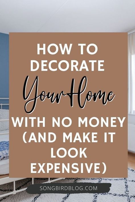 Figuring out how to decorate your house on a budget can be overwhelming, especially when you need affordable decorating ideas that can work for your style and home. This post will show you where to find inexpensive home decor that is easy and affordable. There are also tips for where to buy inexpensive decorations and for cheap DIY ideas for the home. Find a budget decorating guide at songbirdblog.com How To Decorate A Large Wall, Diy Elegant Home Decor, Easy Apartment Decor, Cheap Ways To Update Your Home, Budget Wall Decor, Diy Ideas For The Home, Room Decorations Ideas, Inexpensive Living Room, Living Room Decor On A Budget