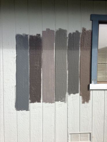 Left to right: gun metal, iron mountain, granite, Amherst gray, Kendall charcoal, Bear creek. Benjamin Moore. Amherst Gray, Grey Interior Doors, Benjamin Moore Exterior, Best Gray Paint, Best Gray Paint Color, Exterior Gray Paint, Kendall Charcoal, Benjamin Moore Gray, Interior Paint Colors Schemes