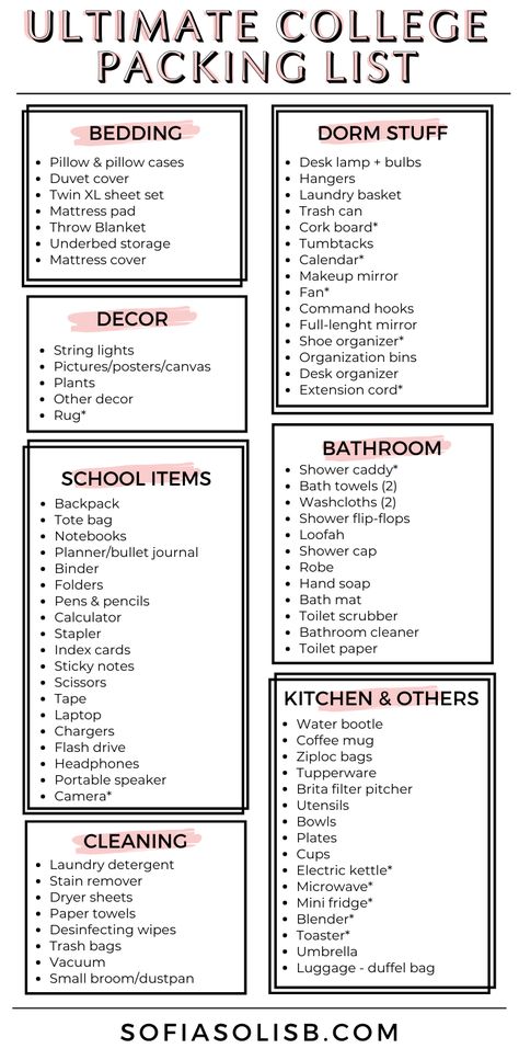 College Dorm List, Dorm Packing, Uni Dorm, College Dorm Checklist, Dorm Room Checklist, Dorm Shopping, Dorm Checklist, College Necessities, Room Checklist