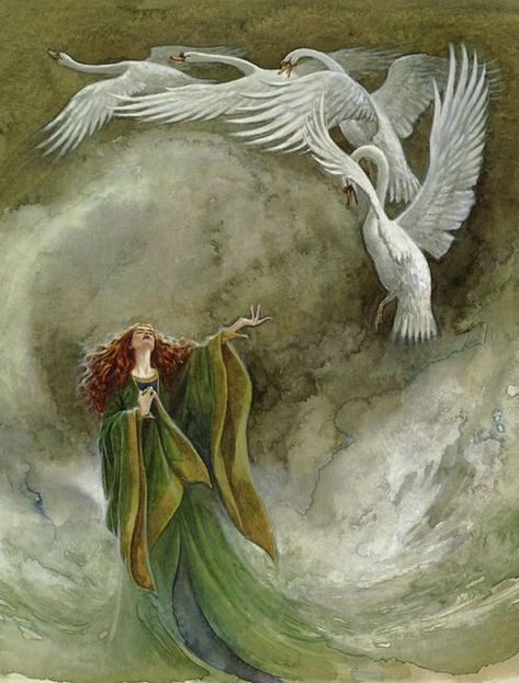 Blarney Woollen Mills tells the tale of the classic Irish legend - the Children of Lir. The story is rich in Irish folklore, myths and magic. Celtic Art, Celtic Mythology, Celtic Myth, Baba Jaga, Irish Folklore, Irish Mythology, Pretty Princess, Irish Art, Fairytale Illustration