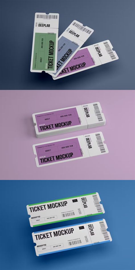 Event Ticket Mockup Set Arcade Tickets Design, Art Museum Ticket, Museum Ticket Design, Eco Graffiti, Ticket Graphic Design, Festival Ticket Design, Event Mockup, Ticket Design Ideas, Event Ticket Design