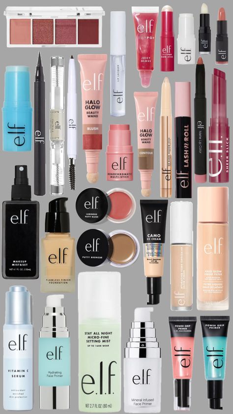 Christmas List Ideas Makeup, Makeup For Christmas List, Makeup Products Elf, Makeup Christmas List, Elf Makeup Routine, Full Makeup Products, Elf Aesthetic Makeup, Light Makeup Products, Elf Makeup Aesthetic