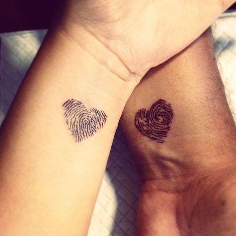 Sibling Ankle Tattoos, Tattoo Simplistic, Simplistic Tattoo, Match Tattoo, Fingerprint Heart Tattoos, Tattoo Spine, Fingerprint Tattoos, Partner Tattoos, Tattoo Leggings