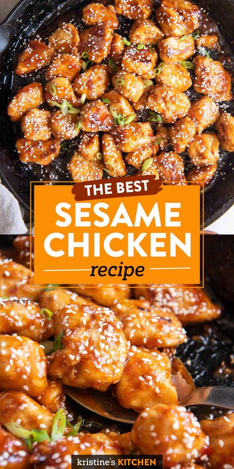 Sesame Chicken Recipe, Chinese Cooking Recipes, Easy Chinese Recipes, Sesame Chicken, Chinese Cooking, Chicken Dishes Recipes, Asian Cooking, Asian Dishes, Butter Chicken