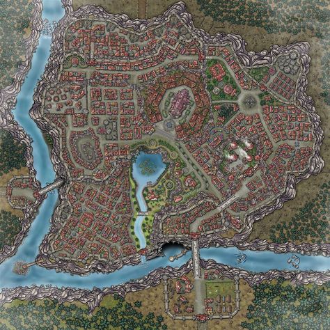 City Map Fantasy Art, Inkarnate City Map, City Dnd Map, Dnd City Map, Storm Kings Thunder, Fantasy City Map, Fantasy Map Making, Dnd World Map, Fantasy World Map