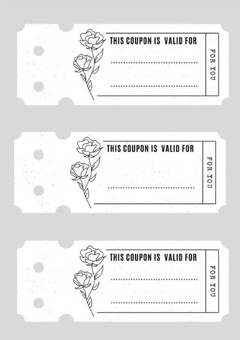 Printable Tickets Template Free, Coupon Book For Boyfriend Printable Free, Ticket Template Free Printables, Coupon Books For Boyfriend, Free Coupon Template, Voucher Template Free, Ticket Design Template, Coupon Books, Ticket Template Free