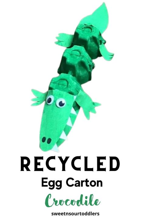 This is a recycled craft kids project that your little ones will LOVE. Instead of throwing away your egg cartons, recycle them to make this crocodile. An easy recycled craft to do with preschool kids. #recycledcrafts #preschoolcrafts Egg Carton Alligator, Diy Crocodile Craft, Reptiles Arts And Crafts For Kids, Crocodile Craft Preschool, Crocodile Art For Kids, Alligator Craft Preschool, Crocodile Crafts For Kids, Crocodile Crafts, Reptile Crafts