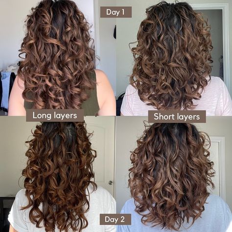 Balayage, Long Layers Vs Short Layers, Wavy Curly Hair Cuts, Uneven Hair, Long Curly Layers, Day 2 Hair, Naturally Wavy Hair Cuts, Short Layered Curly Hair, Layered Curly Haircuts