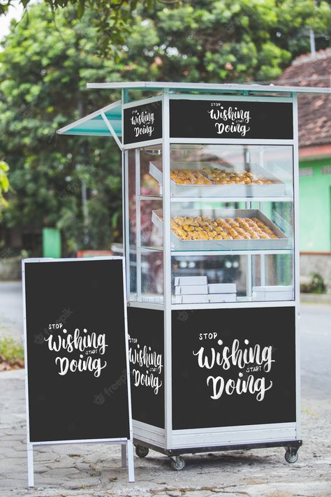 Both Stand Food, Food Stall Design Ideas Simple, Food Cart Design Street, Food Stand Design Street, Street Food Stall Design, Street Food Stall, Food Stand Design, Gerobak Dorong, Food Stall Design