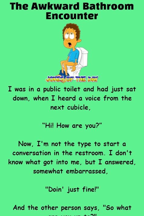 Funny Joke: I was in a public toilet and had just sat down, when I heard a voice from the next cubicle,   “Hi! How are you?”   Now, I'm not the type to Minions, Toilet Humor Hilarious, Bathroom Jokes Hilarious, Funny Toilet Quotes, Toilet Quotes Funny, Bathroom Jokes, Try Not To Laugh Videos, Awkward Quotes, Toilet Quotes