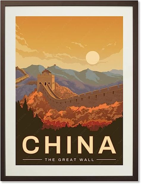 Amazon.com: gaeaverse China Beijing The Great Wall World City Landscape Paintings Vintage Travel Poster Retro Wall Stickers Art Print Painting Home Decoration (12X18 inch): Posters & Prints China Vintage Poster, China Poster Design, China Poster, Chinese Travel, China Trip, Chinese Posters, China Beijing, Travel Poster Design, Stickers Art