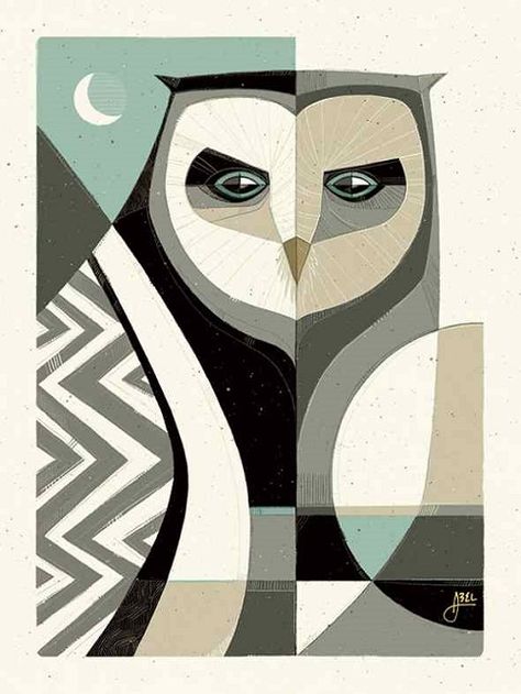 My Owl Barn: Geometric Shapes and Nature Inspired Art by Erik Abel Portfolio Painting Ideas, Drawing For Portfolio, Art For Portfolio, Owl Illustration Art, Stylish Drawing, Abstract Owl, Boys Art, Wall Painting Art, Owl Illustration