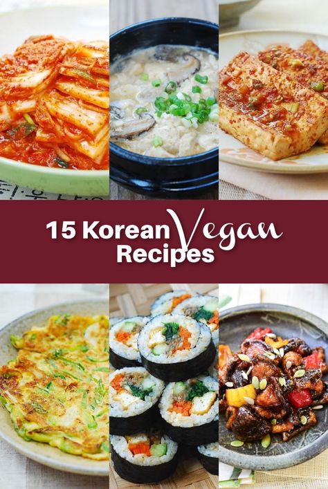 Vegan Recipes With Gochujang, Korean Vegan Recipes, Korean Vegetarian Recipes, Korean Vegetarian, Vegan Korean Food, Vegan Table, Healthy Korean Recipes, Koreansk Mad, Resep Vegan